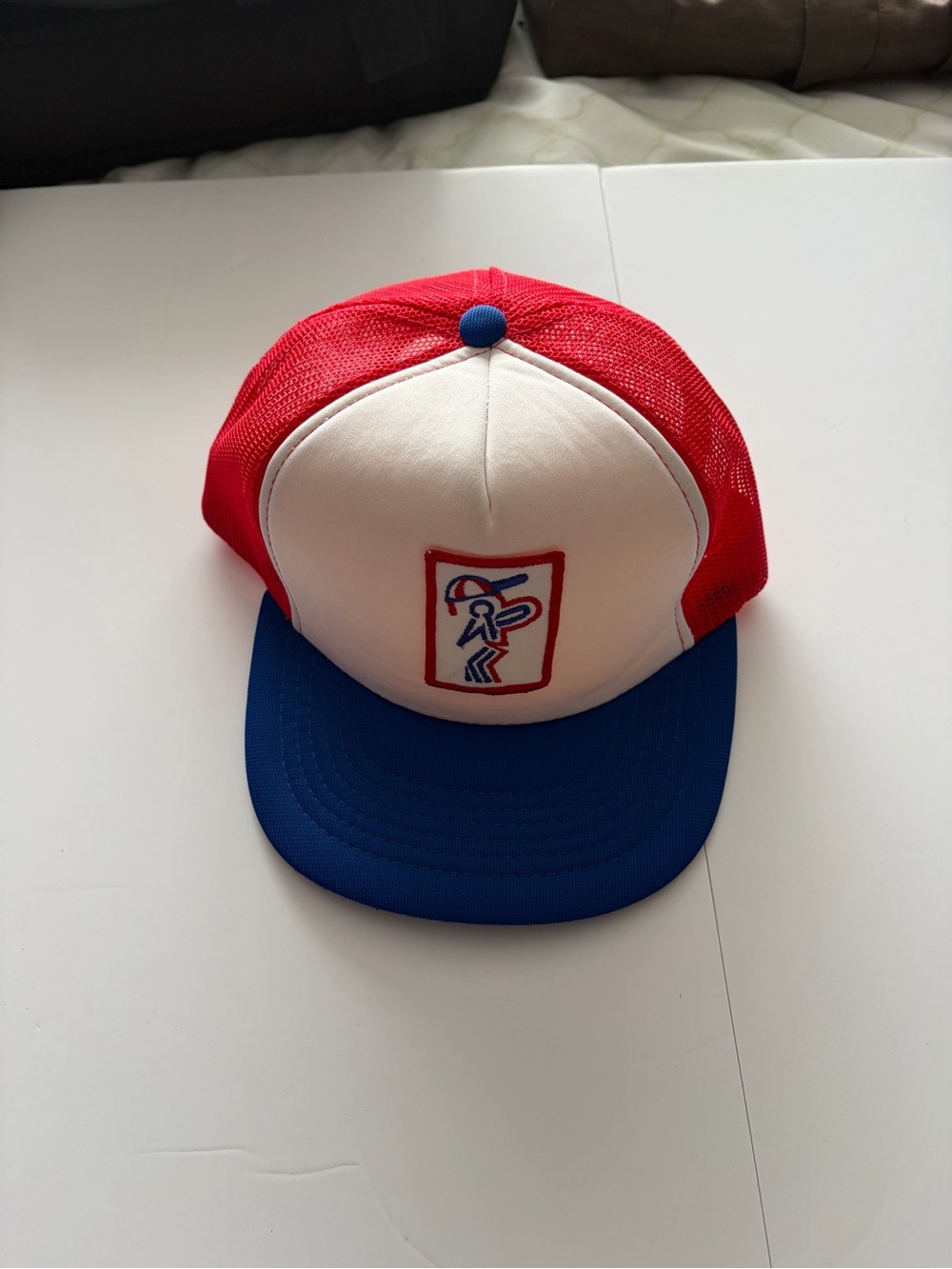 Red, White & Blue Trucker Hat with Embroidered Logo